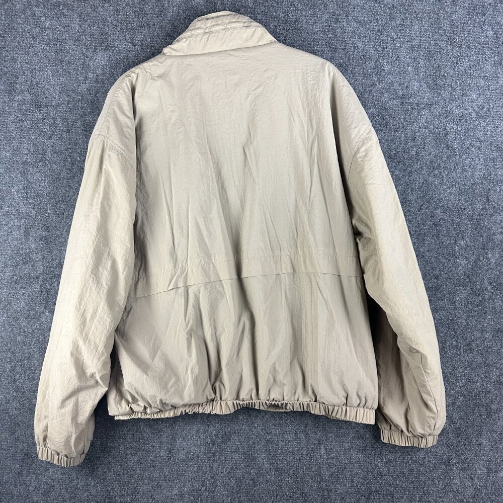 Greg Norman Jacket Mens Large Tan Nylon Fleece Lined Full Zip Hidden Hood - Picture 7 of 8